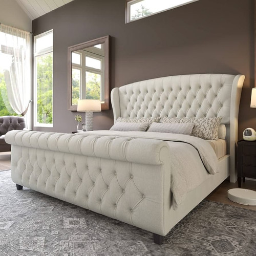 Scroll sleigh bed frame plush - frame,