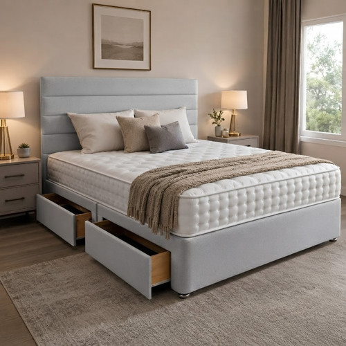 Plush divan bed set - bed, with