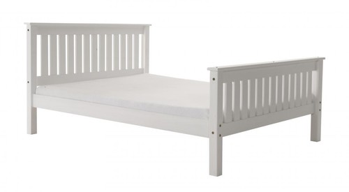 White wooden bed pine - wooden, slatted