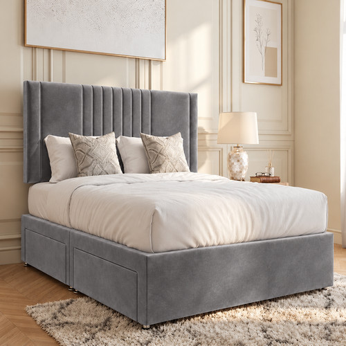 Plush divan base bed set - bed,