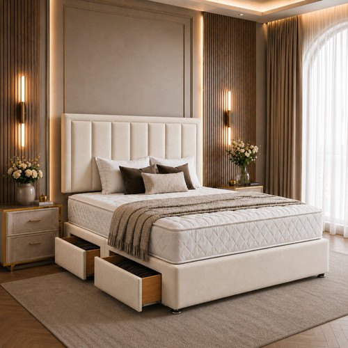 Plush divan bed - bed, set