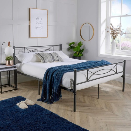 Metal frame bed with - frame,